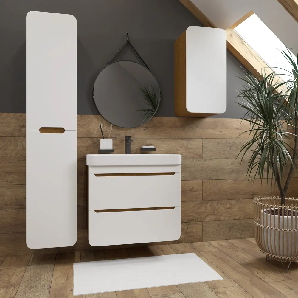 Тумба под раковину подвесная Окинава 70 см цвет белый с раковиной Sensea Easy накладная 71 см 89432280 STLM-2075527 Santreyd Ванная комната - Вид №1