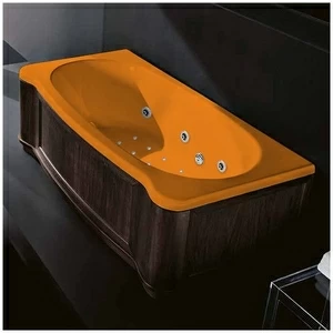 Ванна Gruppo treesse New Classic Young ATC-V674Q-SX-WV-O оранжевая с гидромассажем аэромассажем и дезинфекцией прямоугольная левая дерево венге