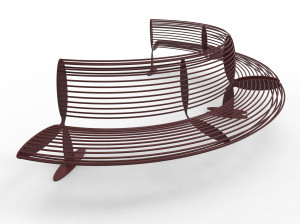 Изогнутая стальная модульная скамья со спинкой