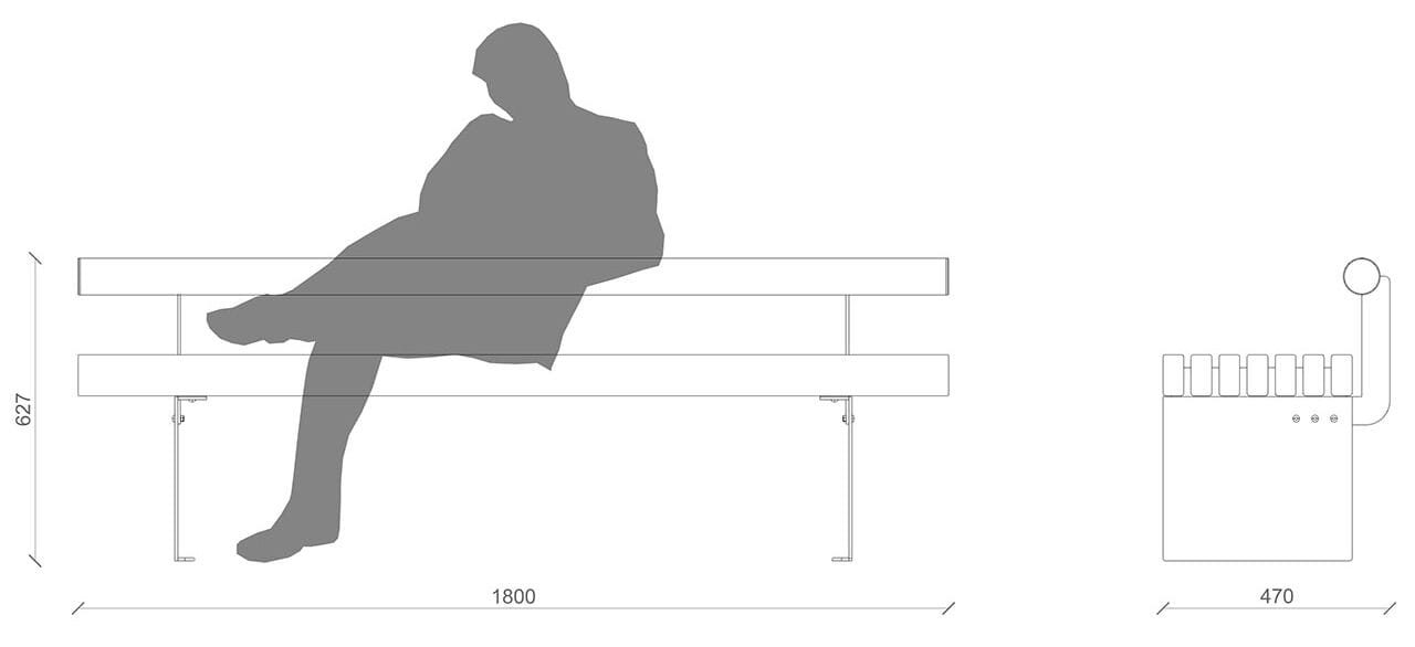 Скамья из окуме со спинкой Lazzari дольмен ARCH-00090444 - Вид №12