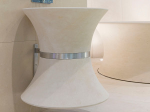 Круглый подвесной умывальник из камня Лечче