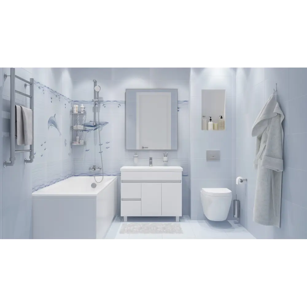 Плитка настенная «Марис» 30х60 см 1.62 м² цвет белый BELANI STLM-2118934 - Вид №3