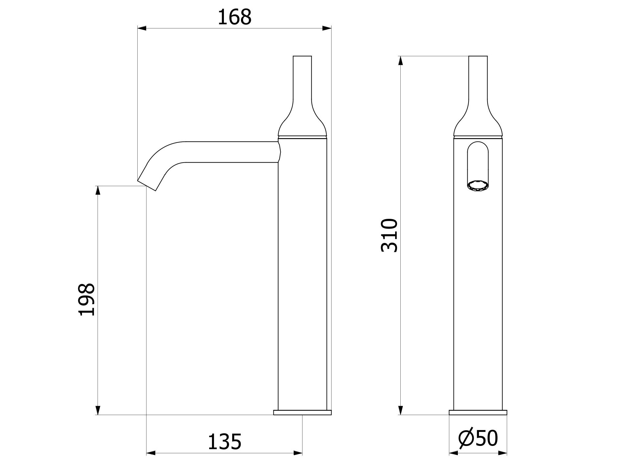 Высокий однорычажный смеситель для раковины с автоматическим сливом IB Batlò ARCH-00006346 - Вид №2