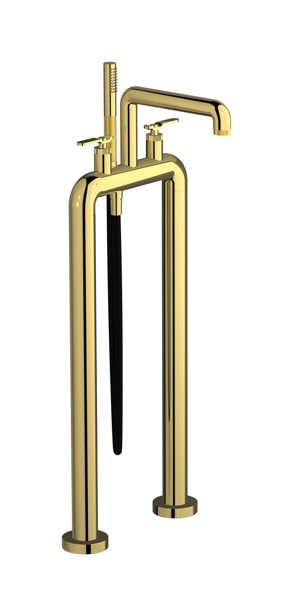 Напольный смеситель для ванны с 2 колоннами и душевым гарнитуром. WE ARE IB b2700oo Gold Bold