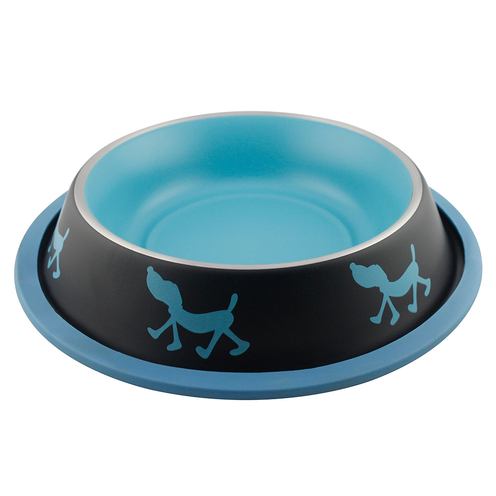 ПР0057805 Миска для животных Uni-Tinge Non Skid Bowl металлическая 400мл голубая Foxie 