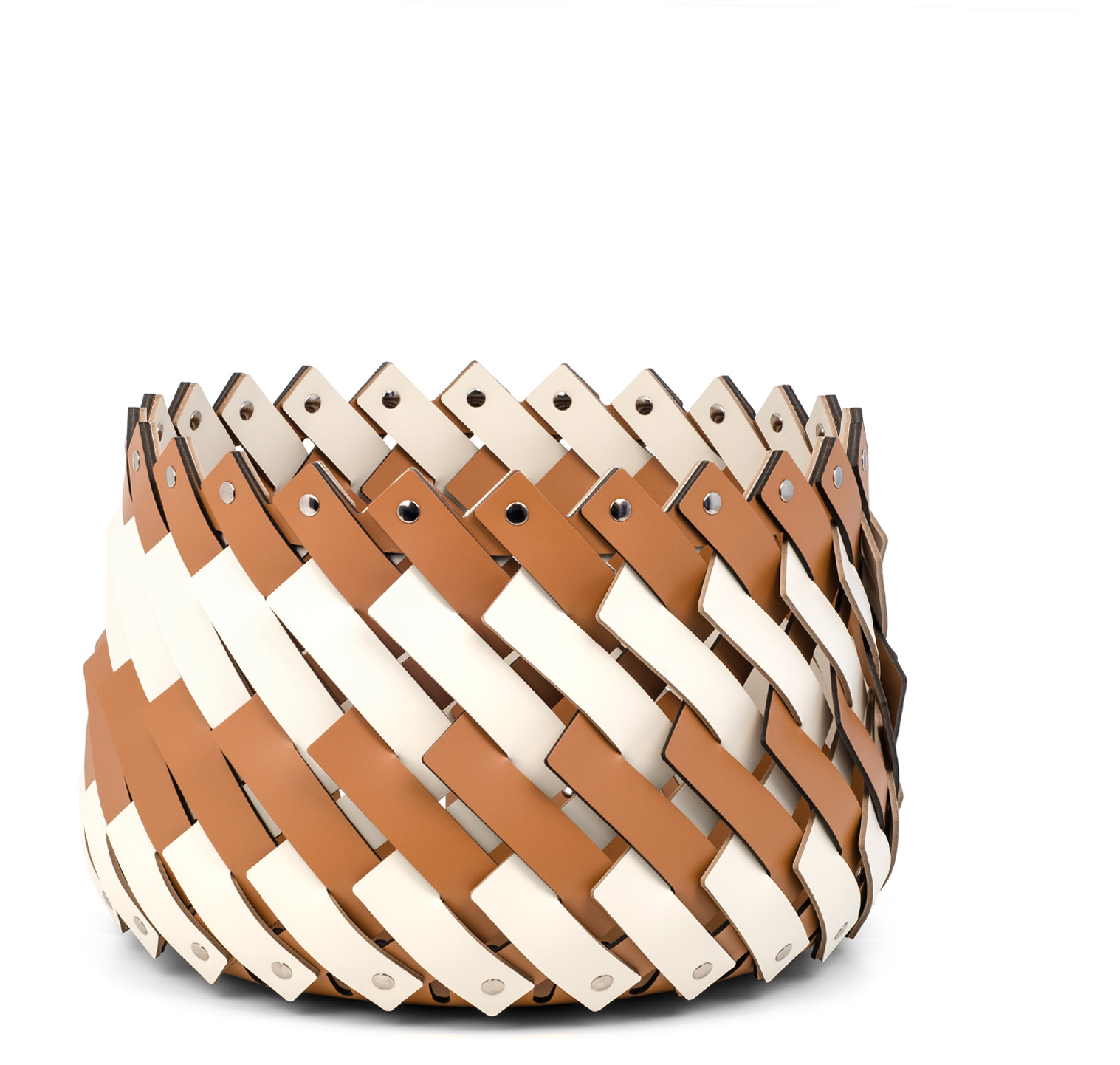 Корзина Almeria Bicolour - Ø 40XH27 см / регенерированная кожа серо-коричневый