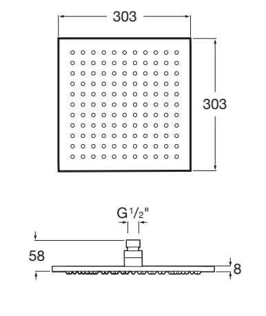 Ультра-плоская квадратная душевая головка Roca Raindream ARCH-00069876 - Вид №5