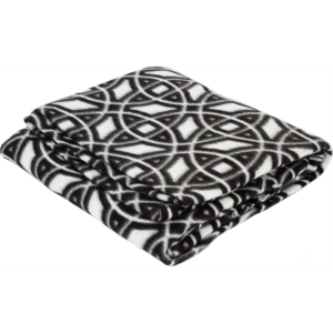 Плед «Вязь», 130х170 см, флис, цвет чёрный/белый