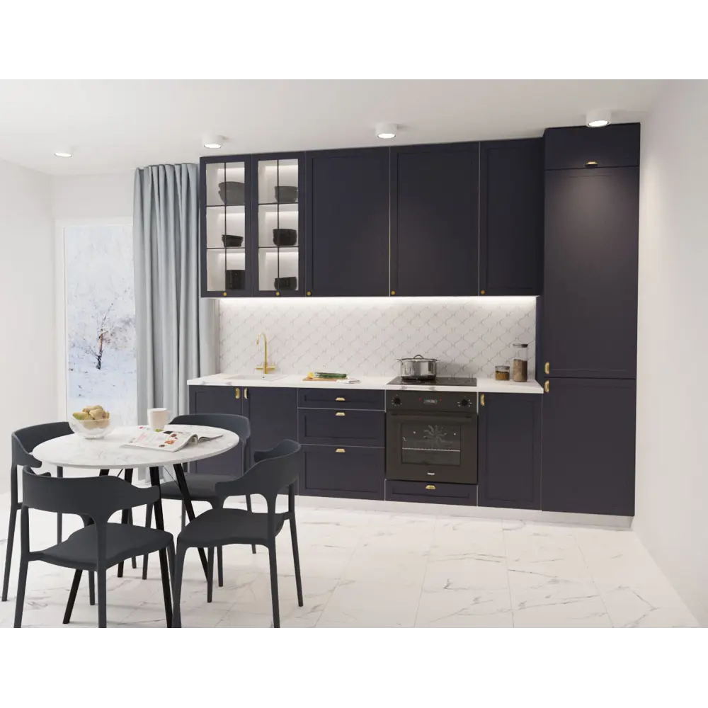 Фасад для кухонного ящика Ньюпорт 44.7x16.7 см Delinia ID МДФ цвет индиго Ньюпорт Индиго STLM-2045029 - Вид №1