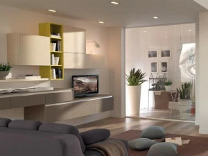 Cucine Lube Модульная лакированная стенка для хранения из дерева Essenza