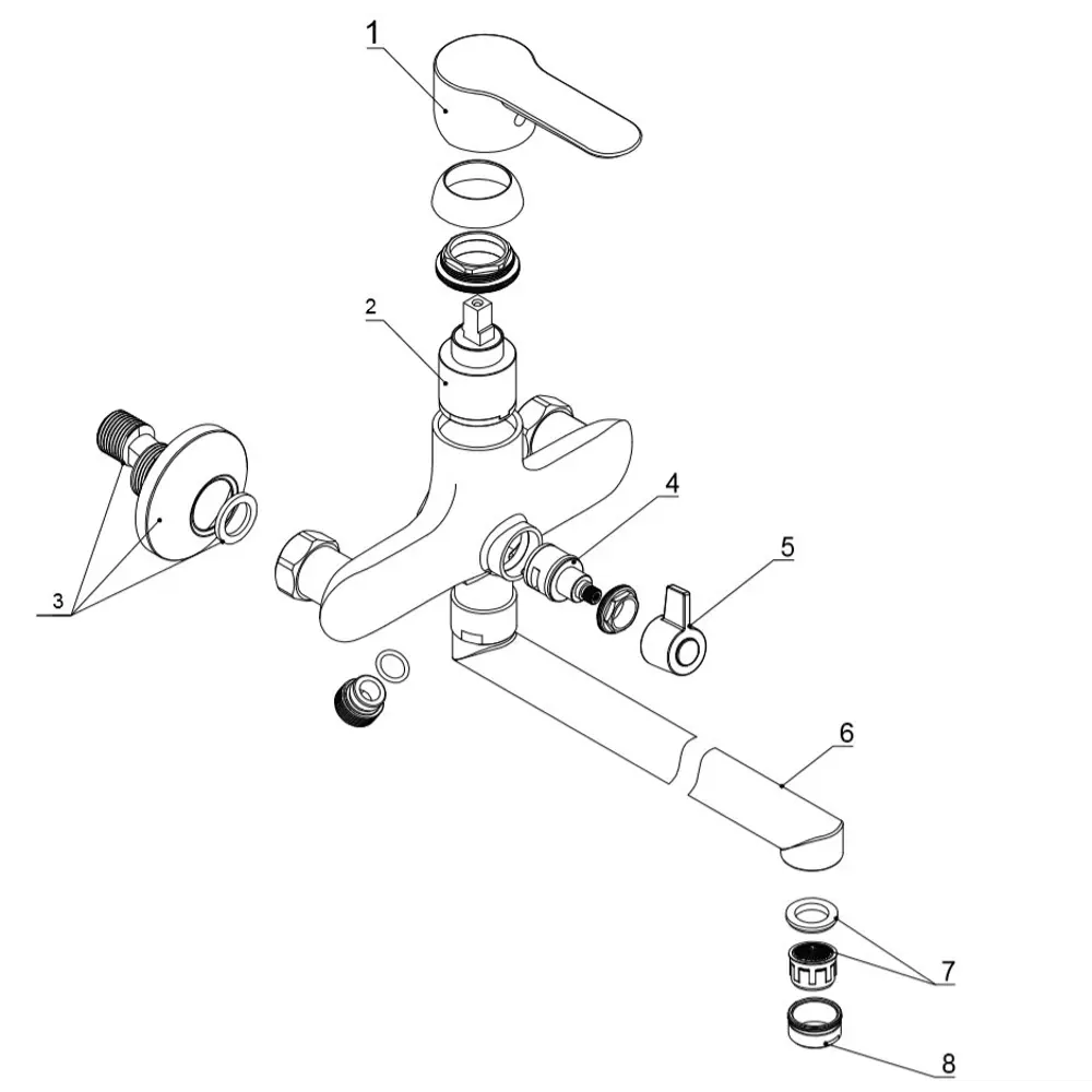 Sensea Nory — универсальный смеситель для ванны с длинным поворотным изливом 14251257 STLM-0004627 - Вид №4