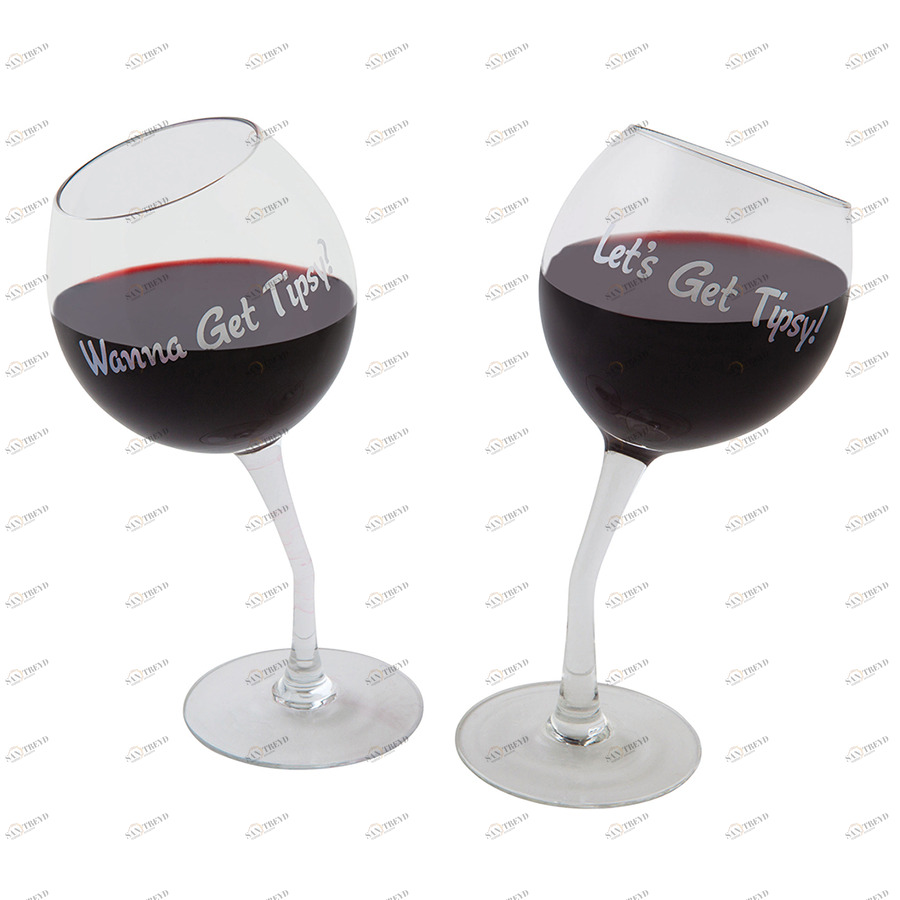 Комплект бокалов tipsy wine glass pair 355 мл BIGMOUTH ДИЗАЙНЕРСКИЕ 00-3862987 Прозрачный 
