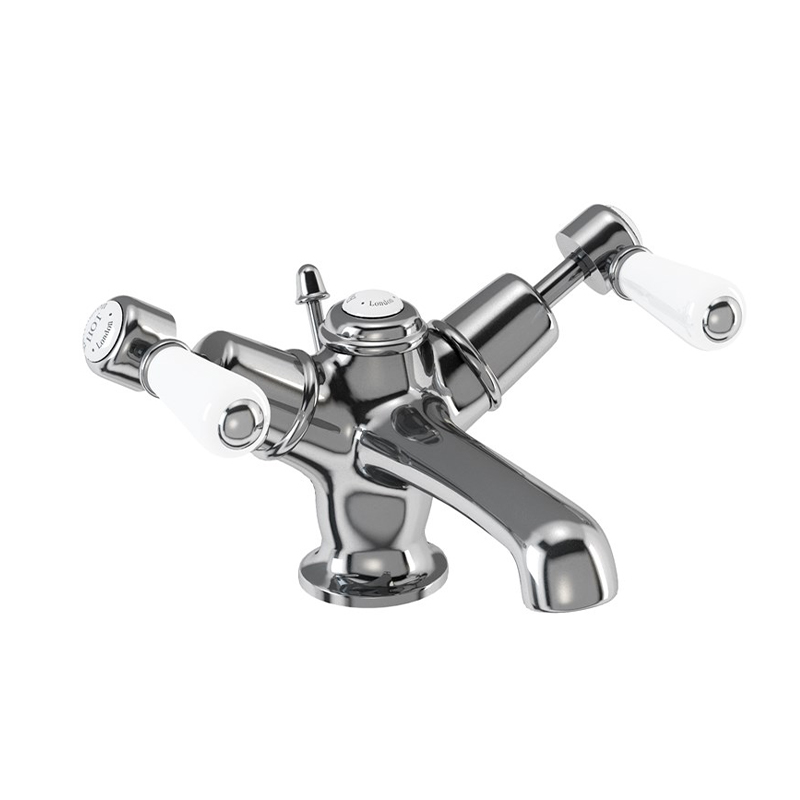 Burlington Смеситель для раковины Kensington со всплывающим клапаном для мусора Четверть оборота с акцентом Медичи KE4-QT MED  - Вид №4