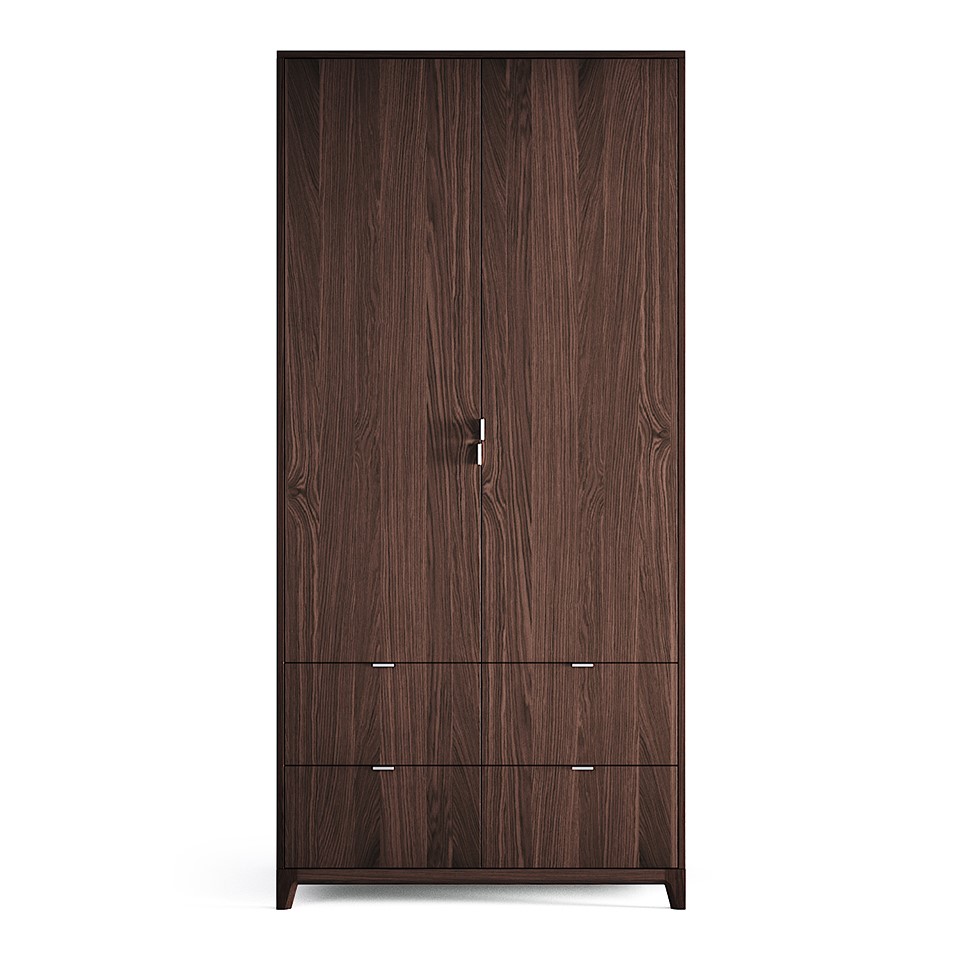 Шкаф двухдверный с ящиками темный дуб Case №4 THE IDEA  210402 Коричневый  - Вид №1