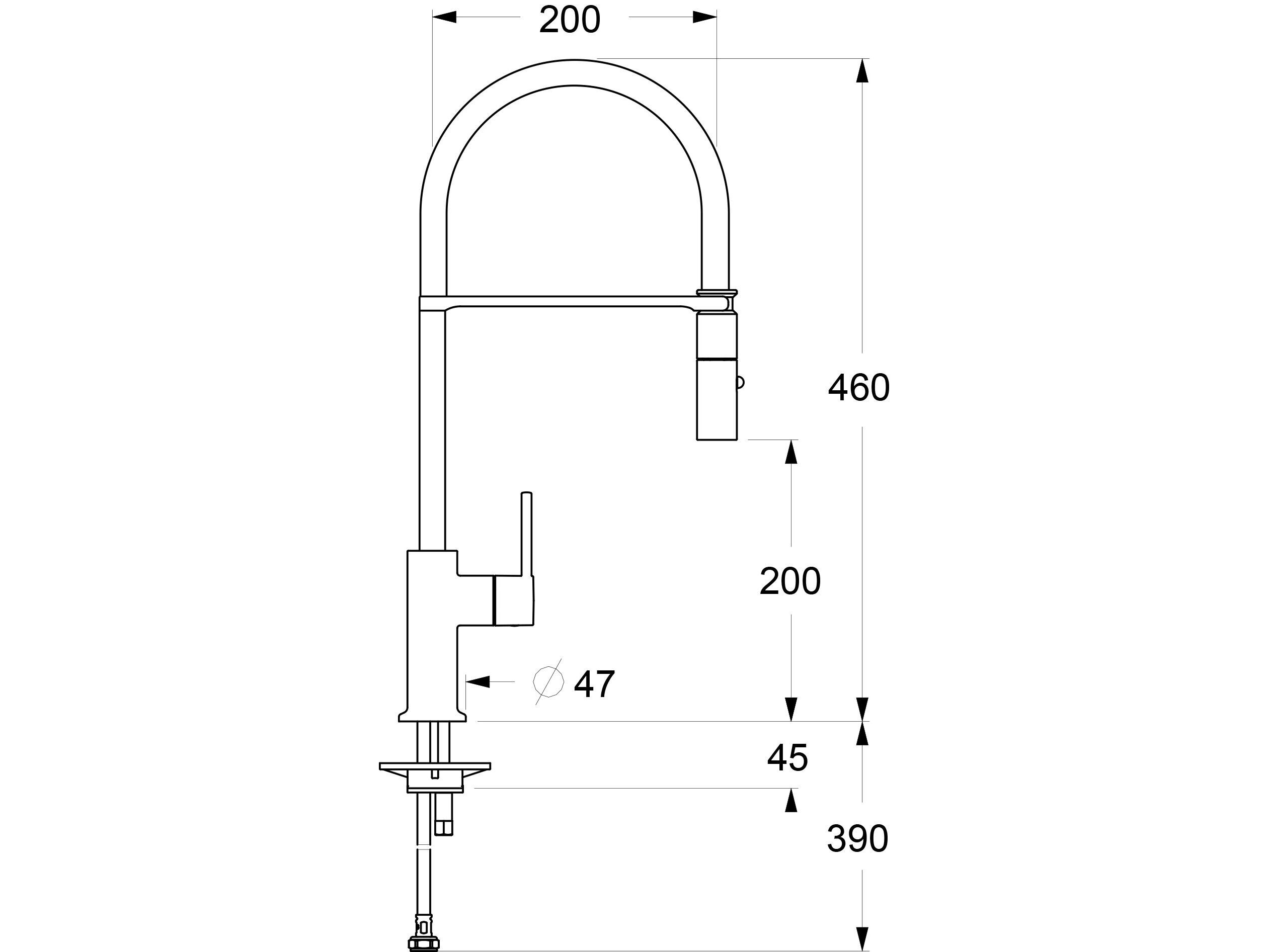 Однорычажный смеситель для кухни с выдвижным ручным душем GUGLIELMI RUBINETTERIE Sprint ARCH-00036521 - Вид №5