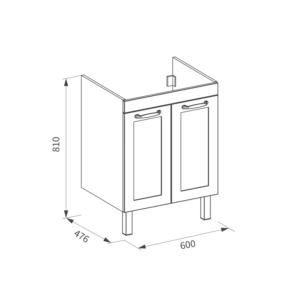 Тумба под раковину напольная Гала 60x56x47.6 см цвет белый 89424639 STLM-2128265 Santreyd - Вид №17