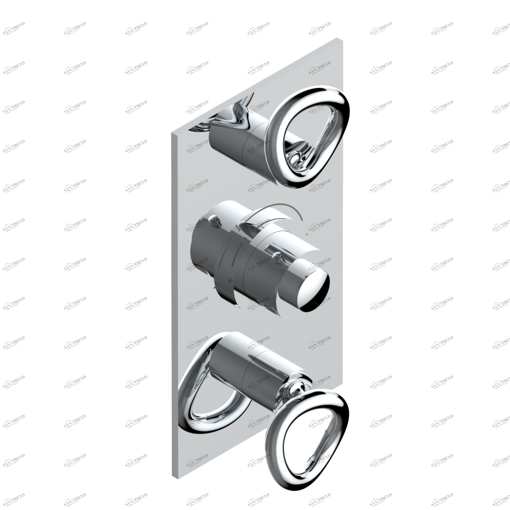 G4P-5400BE Накладка с ручкой регулировки температуры и двумя маховиками для термостатического смесителя 5400AE Thg-paris Серия "О" Хром G4P 5400BE  A02 CAT.A