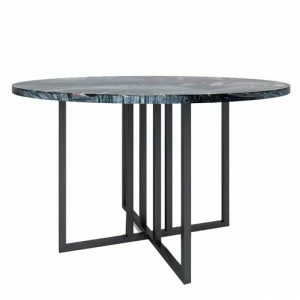 Обеденный стол круглый с мраморной столешницей 100 см "Хэнкок" АЛЕТАН  350937 Черный