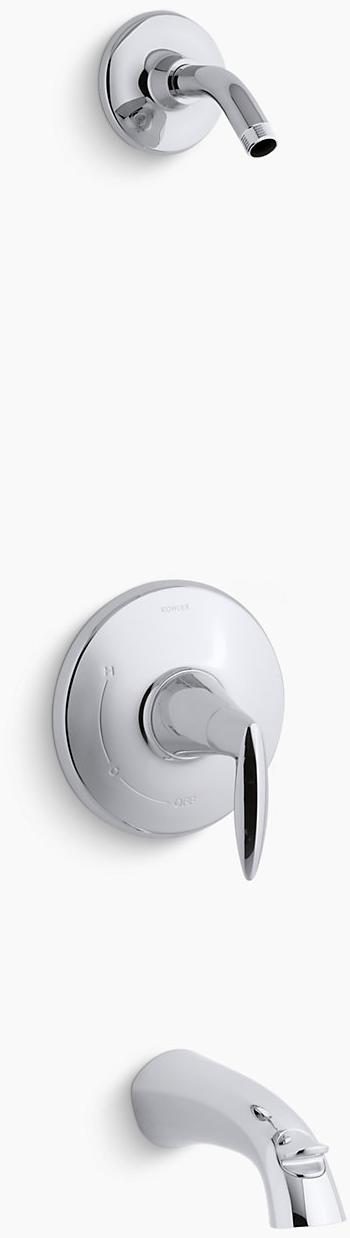 KOHLER Клапан для ванны и душа Alteo Rite-Temp с рычажной ручкой и изливом, без насадки для душа K-TLS45104-4-CP  - Вид №1