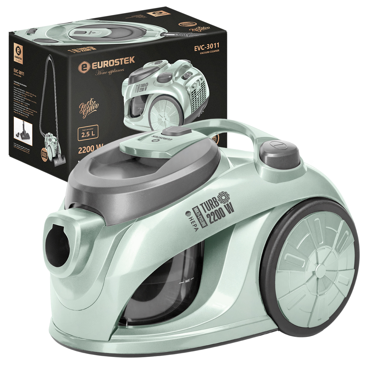 9993431 Пылесос Eurostek EVC-3011 зеленый STDN-0142359 - Вид №1
