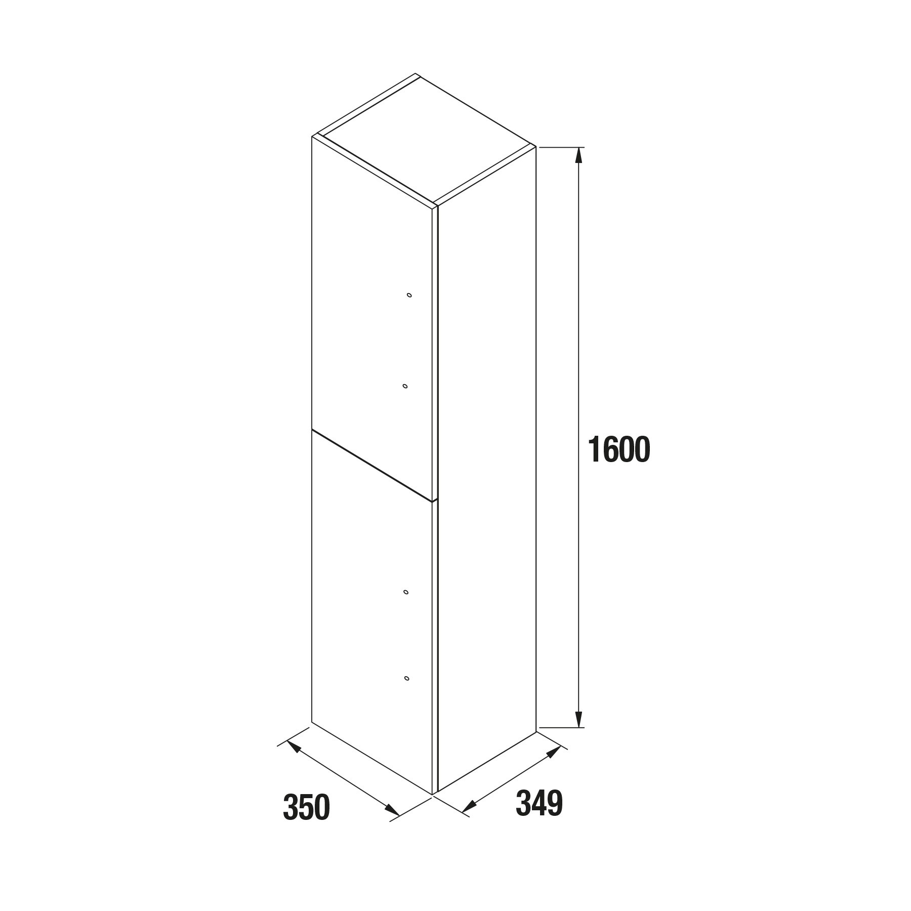 23227 SALGAR Колонна АЛЬЯНС 1600 2 дверная GLOSS WHITE 350 x 1600 x 349 мм Глянцевый белый  - Вид №1