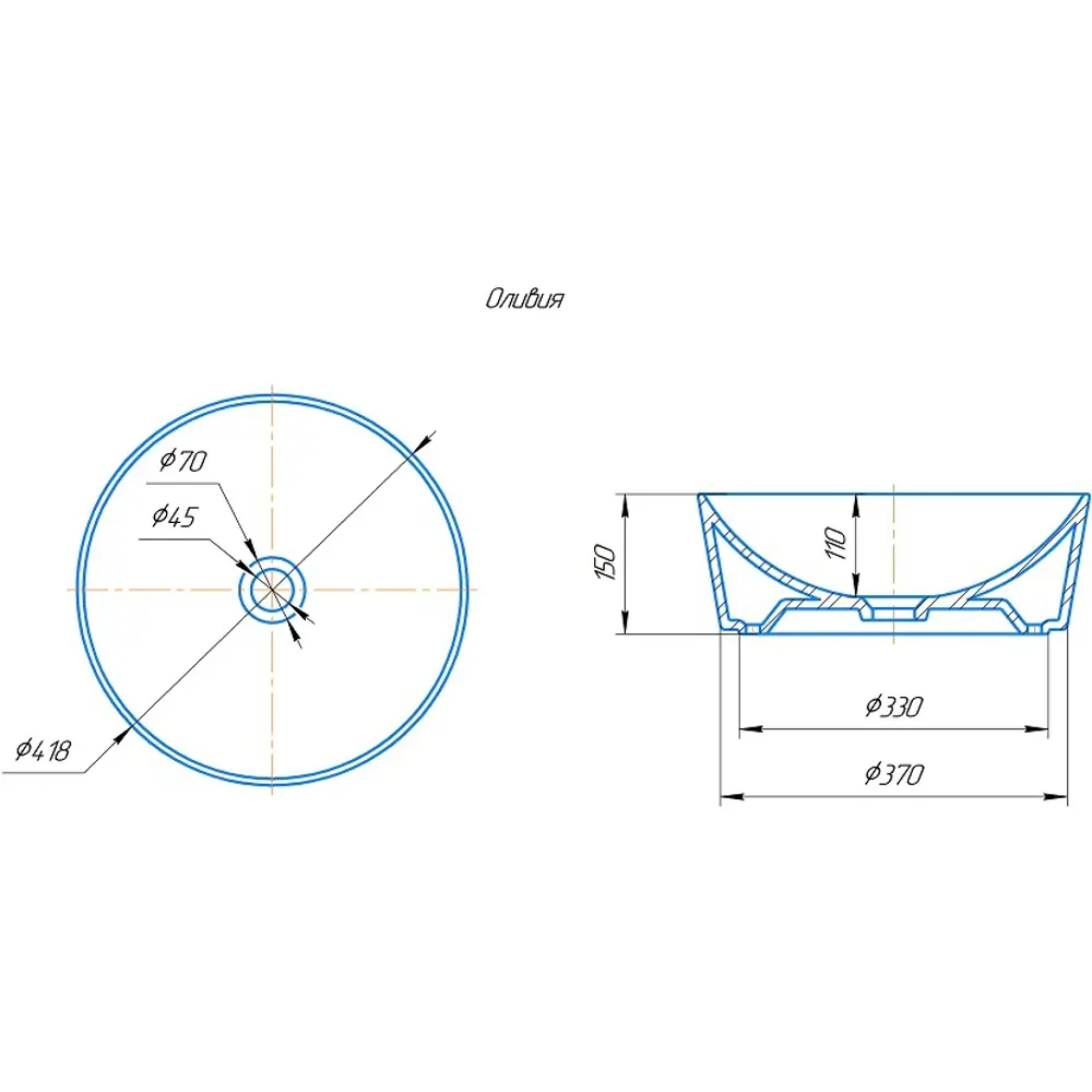 KIROVIT Оливия — накладная фарфоровая раковина для стильной ванной 82594939 Шарм STLM-0030926 - Вид №2