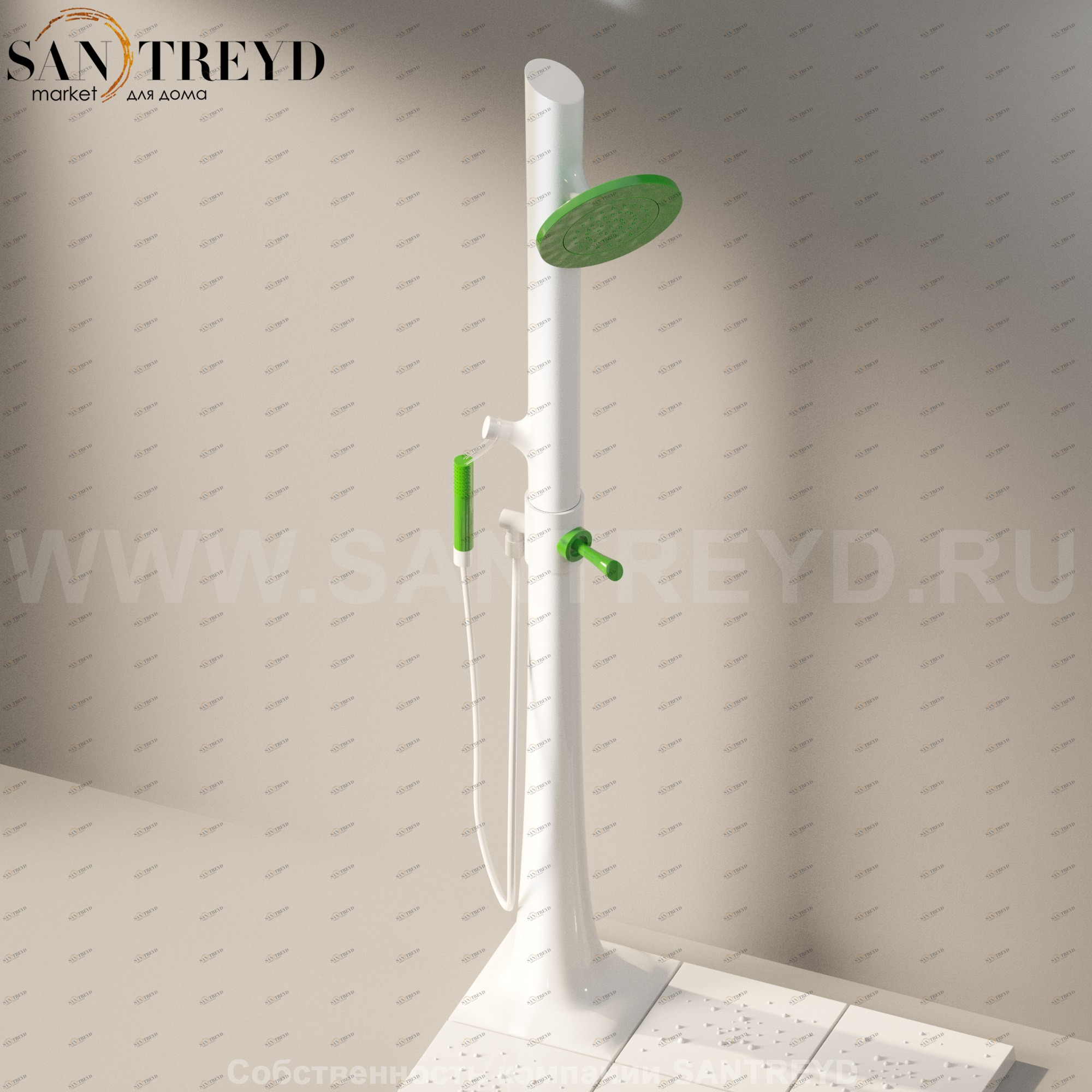 Flaminia ALBERO Душевая система с зеленым ручным и тропическим душем AB238.9016 Ceramica Flaminia AB2389016