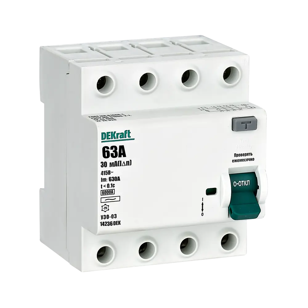 DEKraft УЗО 4-полюсное 63А с защитой от токов утечки 84509405 STLM-0050982