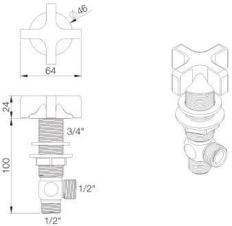 rvb Верхний пульт дистанционного управления из хромированной латуни Times 8012.--.16 - Вид №1