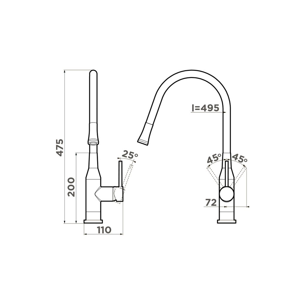 Смеситель для кухни Yatomi BN-R OMOIKIRI 4994248 - Вид №5