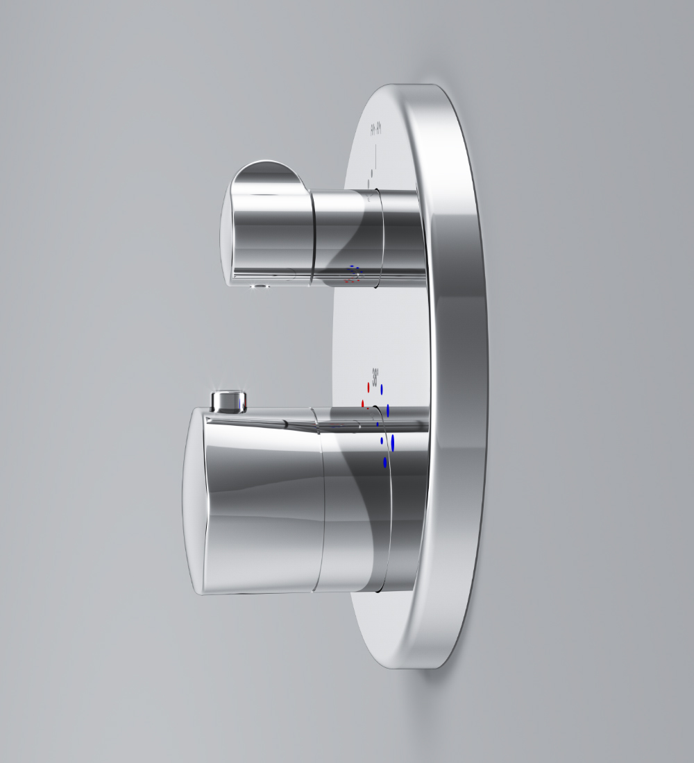 F9075600 смеситель д/душа с термостатом монтируемый в стену хром шт AM.PM Gem - Вид №3