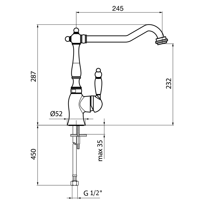 VA920302010 Смеситель для кухни Webert Kitchen Valentino  - Вид №1
