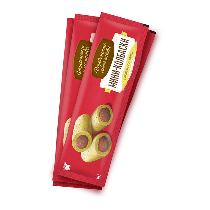 ПР0055309 Лакомство для кошек Мини-колбаски с пюре из говядины 4х10г ДЕРЕВЕНСКИЕ ЛАКОМСТВА  - Вид №2