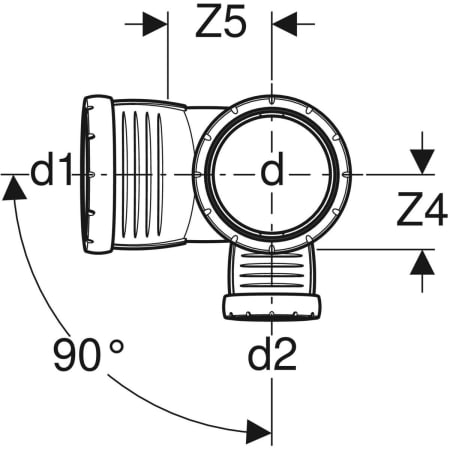 393.565.14.1 Крестовина двухплоскостная комбинированная Geberit Silent-Pro 87,5°, правая Geberit  - Вид №2