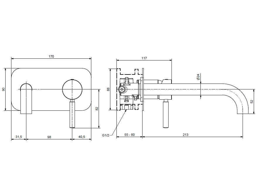 Смеситель для раковины из хромированной латуни Bugnatese Kobuk ARCH-00089331 - Вид №2