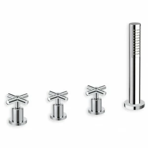 CRIEV122 Смеситель для ванны на 4 отверстия, с выдвижным ручным душем с защитой от известкового налета, переключателем на 2 отверстия и FOLLOW ME Cristina Rubinetterie