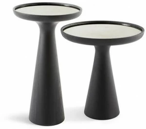 Gallotti&Radice Круглый лакированный высокий журнальный столик из массива дерева