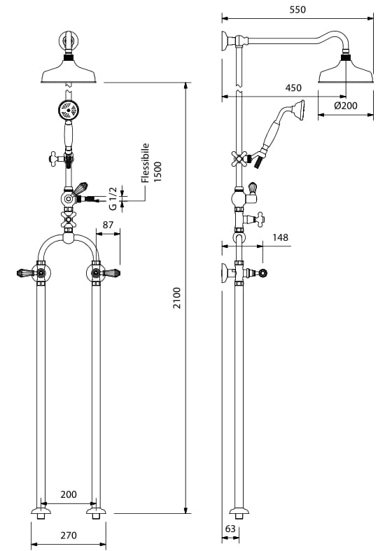 Напольная душевая колонна с переключателем с душем Park Avenue Beatrice ARCH-00013810