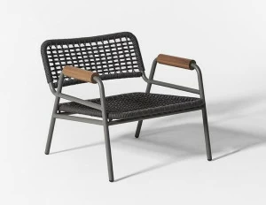 Meridiani Веревочное садовое кресло с подлокотниками Zoe wood open air