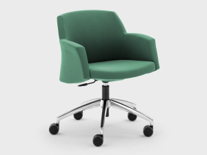 Офисное кресло из ткани с колесами и подлокотниками на насесте