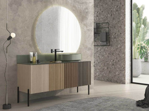 Деревянный одноместный напольный умывальник с дверцами