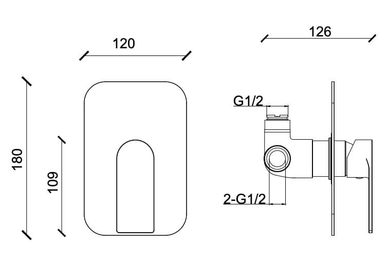 Односторонний встраиваемый смеситель для душа Lablù Braies ARCH-00149820 - Вид №2