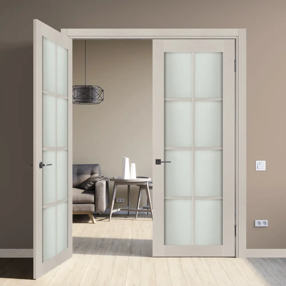 Комплект двери Пьемонт остекленная 60x200 см HardFlex цвет платина светлая с добором 100 мм МАРИО РИОЛИ STLM-2019226 - Вид №2