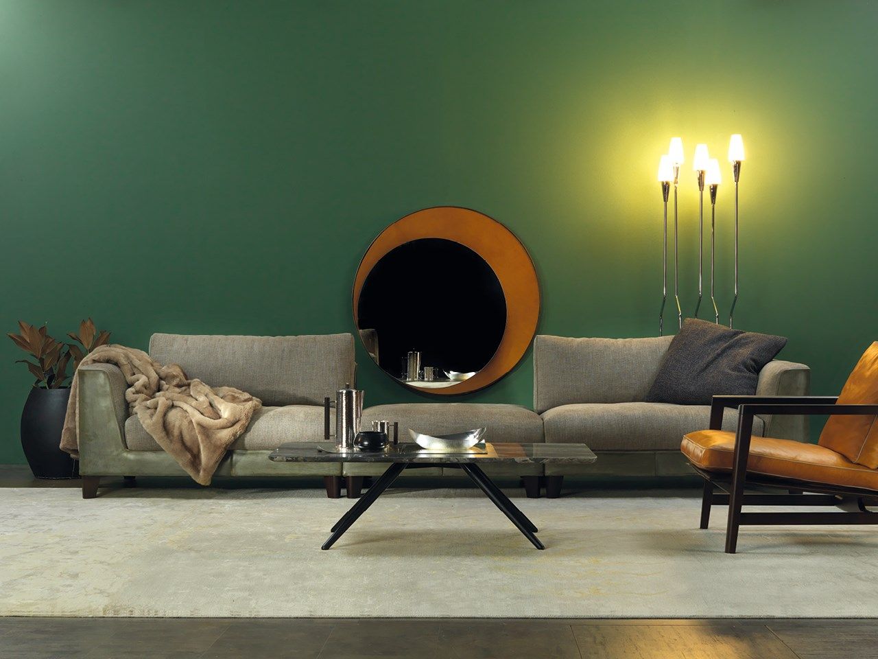 Секционный диван из кожи и ткани Borzalino статус-кво ARCH-00079190 - Вид №4