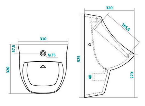 101684 Настенный писсуар, уринал с мушкой SANTEK  - Вид №1