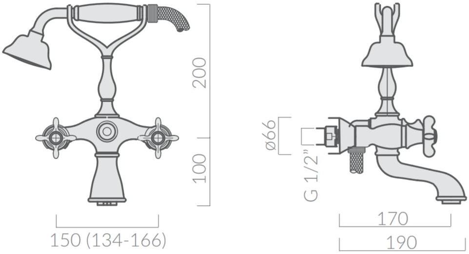 GALASSIA Настенный смеситель для ванны с ручным душем Ethos sun-id-1369282 - Вид №1
