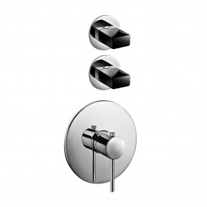 N202SB+6002A  Термостатический встраиваемый смеситель для душа, 3/4''2 выпуска 3/4'' без ручек наружная часть включает ручку регулировки температуры впуски 3/4'' Звукоизолированные ручки заказываются отдельно, см. раздел ''Ручки'' Fantini Rubinetti VENEZI