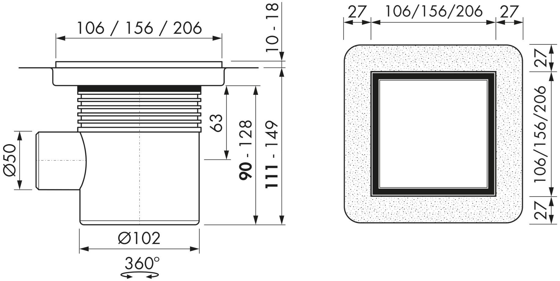 ESS Easy Drain Трап для душа из нержавеющей стали Aqua Aquaplusw15x15-msi6 - Вид №5