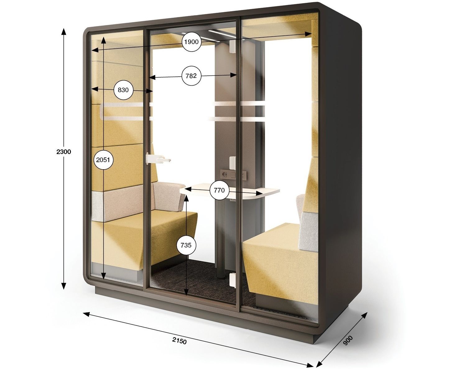 Многосторонняя акустическая офисная кабина со встроенным освещением Mikomax Smart Office Hushoffice ARCH-00006461 - Вид №1