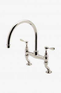 EAKM12 Faucet кухни Gooseneck моста винтажного 2 Easton 2 отверстия, ручки рычага металла Waterworks